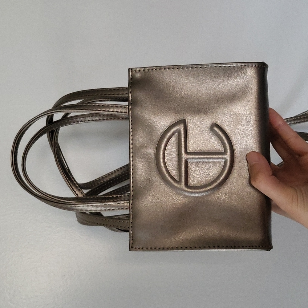 Telfar bronze small shopper